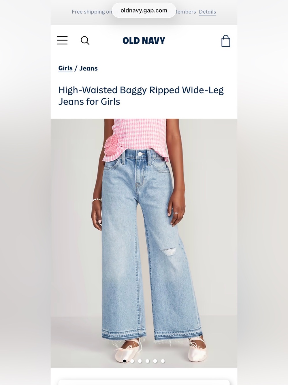 Old Navy Girl’s Light Blue Wide-Leg Distressed Jeans
